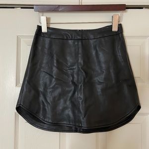 Vegan Black Leather Mini Skirt